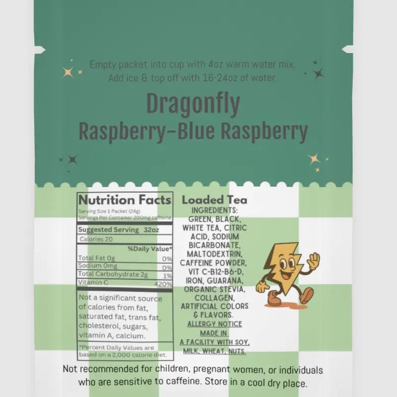 Loaded Tea – Single Packet | 32Oz Caffeinated Flavored Hydration Powder Beverage Mix | Made in USA | Easy to Mix